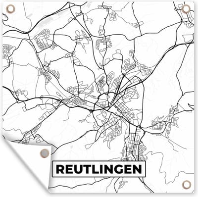 Tuin poster Kaart - Plattegrond - Stadskaart - Reuslingen - 200x200 cm - Tuindoek