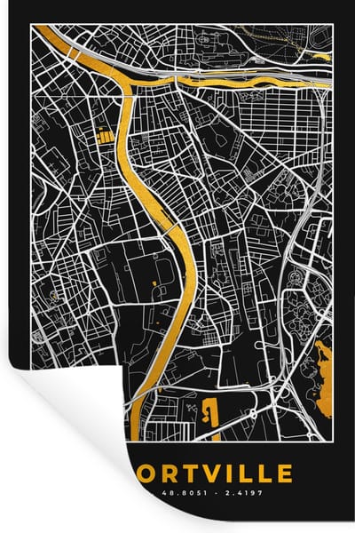 Muurstickers - Sticker Folie - Plattegrond - Alfortville - Kaart - Frankrijk - Stadskaart - 20x30 cm - Plakfolie - Muurstickers Kinderkamer - Zelfklevend Behang - Zelfklevend behangpapier - Stickerfolie