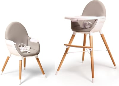 WEBABY Hoge kinderstoel in kunststof Wit en Grijs
