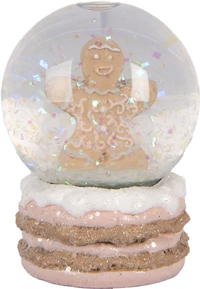 Clayre & Eef Sneeuwbol Ø 5x7 cm Bruin Kunststof Gingerbread man