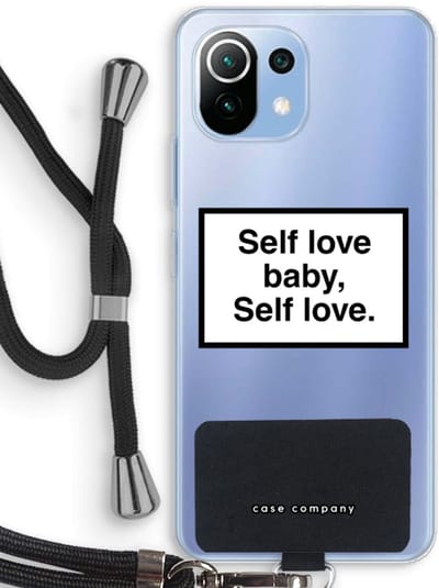 Case Company® - Hoesje met koord geschikt voor Xiaomi Mi 11 Lite hoesje met Koord - Self love - Telefoonhoesje met Zwart Koord - Bescherming aan alle Kanten en Over de Schermrand