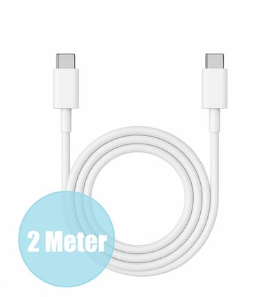 FuturiQ USB-C naar USB-C Kabel 2 Meter – Snelladen 60W – Wit – Voor Smartphone, Laptop, iPad Pro en Meer