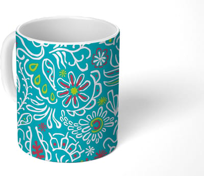 Mok - Koffiemok - Bloemen - Bladeren - Tropisch - Design - Mokken - 350 ML - Beker - Koffiemokken - Theemok