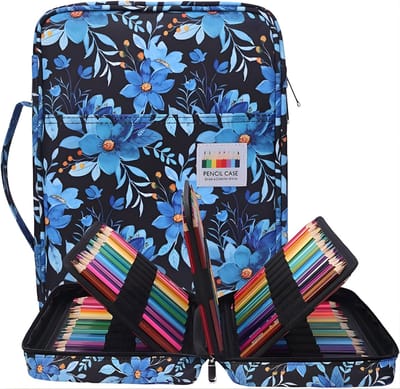 QIN® Tekenset - Tekendoos - Tekenkoffer - Tekenset Volwassenen - Tekendoos Voor Kinderen - Zwart/Blauw - 30cm x 23cm x 8cm
