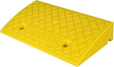 Stoeprand oprijplaten - Kunststof helling - Overbruggen hoogteverschil - Antislip textuur - 19 cm lengte - Geel