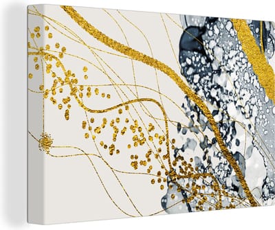 Canvas Schilderij Abstract - Goud - Natuur - Kunst - 30x20 cm - Wanddecoratie