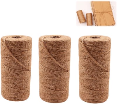 3stuks - Jute touw 2x 100 meter - Natuurlijk Jute koord - Bruin Bindtouw - Ideaal voor DIY, Tuin en Verpakking - Lichtgele natuurlijke kleur