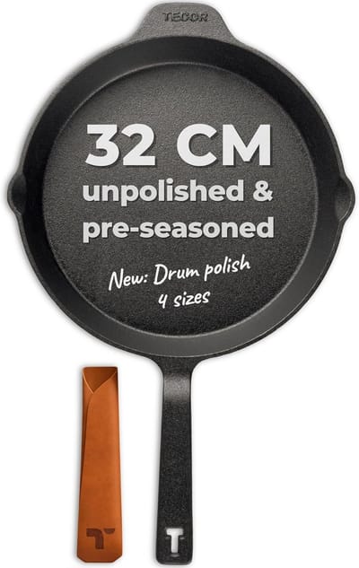 Gietijzeren Koekenpan - Pannenkoekenpan - Allround Koken - Natuurlijk Antiaanbak - 32 cm - Zwart
