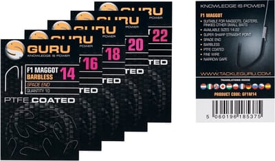 Guru F1 Maggot Hook - Haakmaat 18 - Zwart