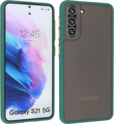 Hoesje Geschikt voor de Samsung Galaxy S21 - Hard Case Backcover Telefoonhoesje - Donker Groen