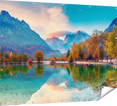 Gards Tuinposter Meer - 160x120 cm - Tuindoek - Tuindecoratie - Wanddecoratie buiten - Tuinschilderij