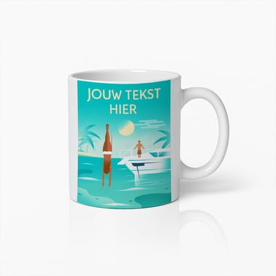 Gepersonaliseerde Tropische Zomer Mok – Mok met Eigen Tekst en Stranddesign voor Vakantieliefhebbers