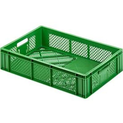 Euro Box groente- en fruitkist, voedselveilig, inhoud 24,87 liter, opengewerkte versie, groen