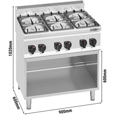 GGM Gastro Gasherd - 28,5 kW - 6 Brenner - inkl. Untergestell
