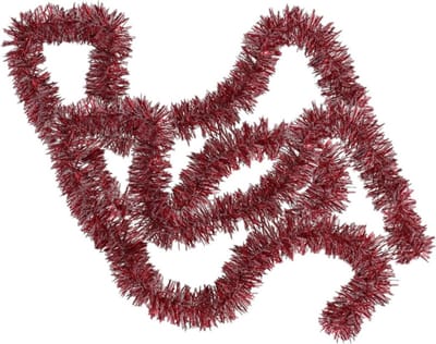 Gerimport Kerstslingers - 2x stuks - rood met sneeuw - 180 x 7 cm - folie - kerstboom versiering/guirlandes