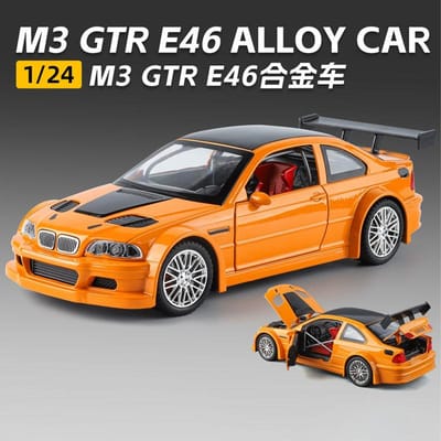 1:24 M3 E46 Gtr Coupe Legering Sportauto Model Diecast Metaal Baanrace Voertuigen Auto Model Geluid Licht Simulatie Kinderen Speelgoed Cadeau orange