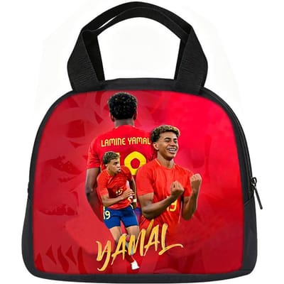 Leer, Reizen Handtas Geïsoleerde Lunchtas Herbruikbaar L-Lamin Yamal Lunchbox Voetbalster Student Bento Voedselcontainer Tassen