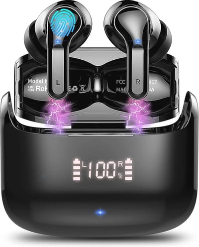 Draadloze Bluetooth 5.1 Sport Hoofdtelefoon met In-Ear Stereo Geluid en Microfoon - IP7 Waterdicht, 48 Uur Speeltijd, USB-C Opladen, Touch-Control
