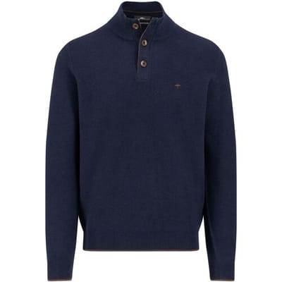 Fynch-Hatton Trui Troyer Button Allover Texture Navy / male