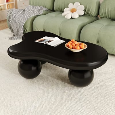 STILVORA Salontafels Koffietafel - Cloud Vorm Salontafel Met LED Verlichting - Rond Tafelblad - Woonkamer Salontafel - 95x62,5x32 cm - MDF - Zwart