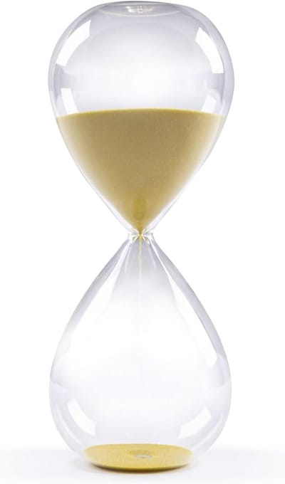Zandloper 45 Minuten - Glazen Timer - Keuken Koken - Handgemaakt Decoratief - 10x10x16 cm - Goud
