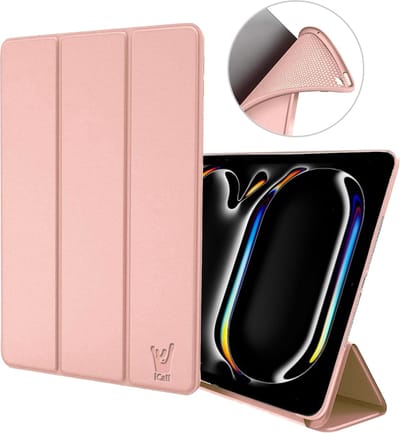 Hoes geschikt voor iPad Pro 11 inch 2024 – Smart Cover met Tri-Fold Stand – Schokbestendig – Auto Wake/Sleep – TPU Backcase – Rose