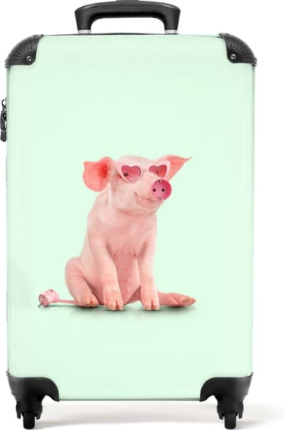 NoBoringSuitcases.com - Kinderkoffer groen - Past binnen 55x40x20 cm en 55x35x25 cm - Handbagage - Trolley op wieltjes - Reistas - Reiskoffer met wielen - Rolkoffer - Reizen accesoires - Kindertrolley geschikt voor jongen en meisjes - Koffer kinderen