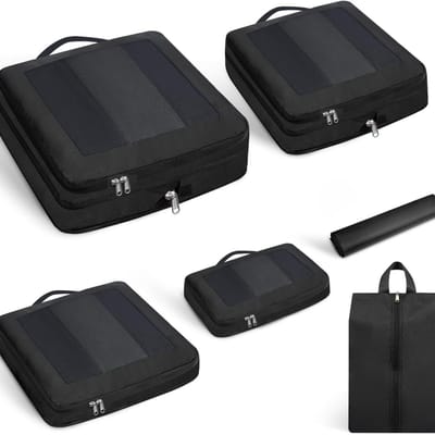 Famanu – Compressie Verpakking Cubes - Opgewaardeerd Mesh Venster - Zichtbaar en Draagbaar - Uitbreidbare Travel Bagage Organizers
