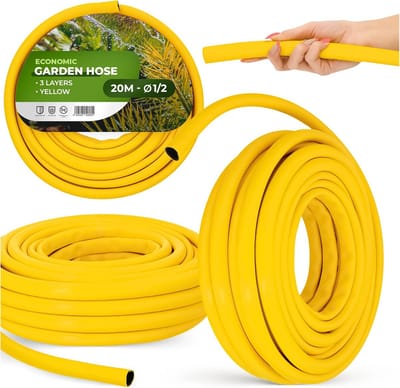 Tuinslang - Waterleidingslang - Tuinieren en Wassen - UV-bestendig 3-laags - 20 meter - Geel