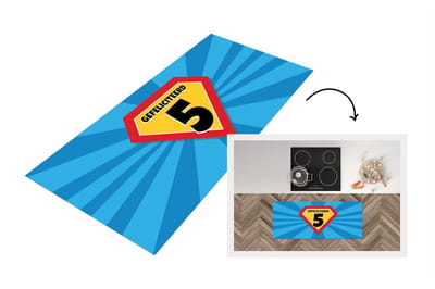 Keukenloper - Loper keuken - Verjaardag Jaar - Superheld - Blauw - 120x50 cm - Keukenloper vinyl