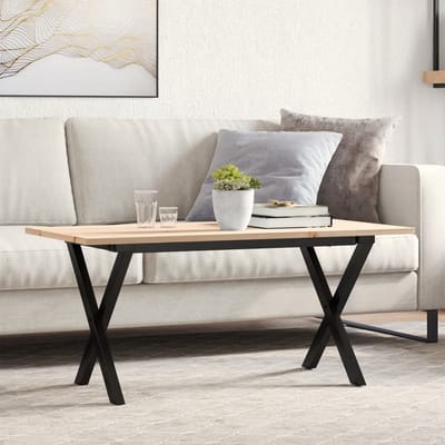 vidaXL - Salontafel - X-frame - 90x40x45 - cm - massief - grenenhout - en - staal