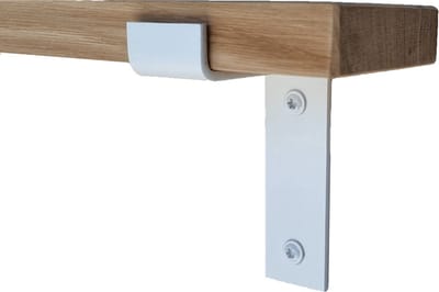GoudmetHout® Wandplank Industrieel - 40 x 10 cm Muurplank - Eiken Hout - Decoratie Wandrek & Boekenrek - Hangplank Keuken - Wall Shelf + 2 Mat Witte Plankdragers van Staal