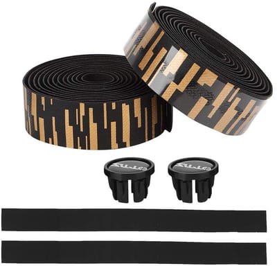 Comfortabele Kurken Fietsstuur Tape voor Demping, Zweetabsorptie en Ademend Fietsaccessoire in Goud en Zwart