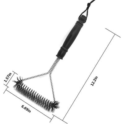 Brosse de Barbecue pour Barbecue, outil de nettoyage, accessoires de gril, poils en acier inoxydable, brosses de nettoyage antiadhésives, accessoires de Barbecue black