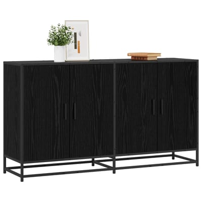 vidaXL - Dressoir - Zwart - eiken - 134 - x - 35 - x - 76 - cm - Bewerkt - hout