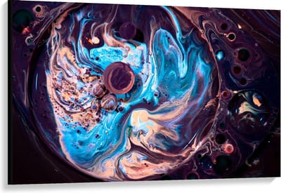 Canvas  - Paars/Blauwe Verfvlekken - 120x80cm Foto op Canvas Schilderij (Wanddecoratie op Canvas)
