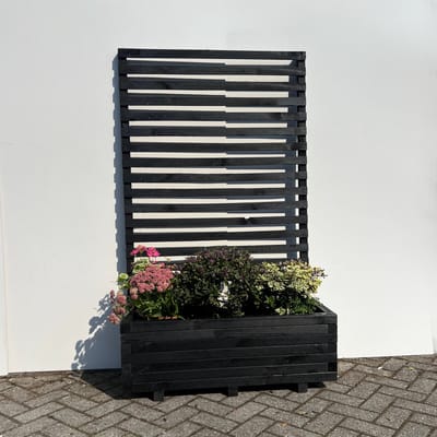 AMISHOUT - Plantenbak met klimrek 100x40x36 (176) cm - zwart | bloembak buiten
