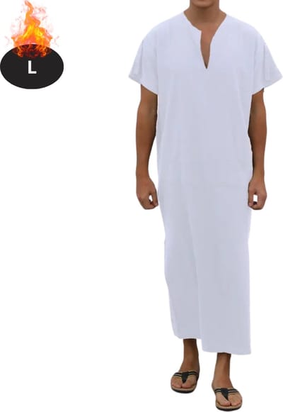 Nivard Islamitische Kleding - Djellaba Heren - Moslim Kleding - Arabisch Mannen Kaftan - Alhamdulillah - Wit L