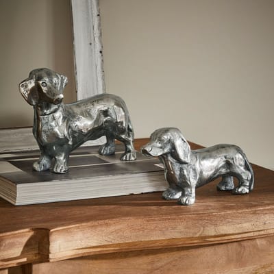 LOBERON Decoratieve hond set van 2 Calwen zilverkleurig