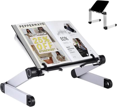 Dailygoods- Boekenstandaard in hoogte verstelbaar - Robuuste boekenhouder - Duurzaam aluminium - Leesstandaard voor hardcover - Geschikt voor iPad/laptop - Verstelbare hoek en hoogte tot 46 cm