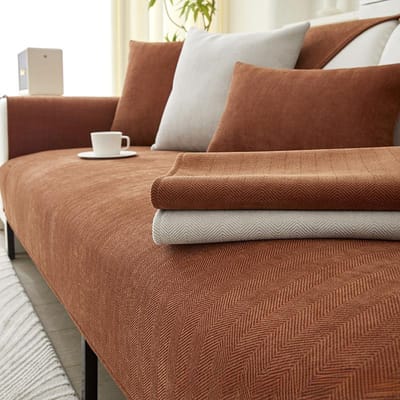 Chenille Sofa Kussen Vier Seizoenen Universele Antislip Eenvoudige Moderne Lichte Luxe High-End Chaise Sofa Hoes Hoes Doek 70*70 brown