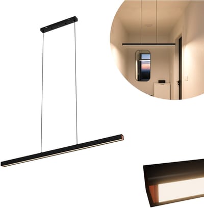 MODERNE LED PENDELLEUCHTE 48W WARMWEIß HÖHENVERSTELLBAR HÄNGELEUCHTE HÄNGELAMPE LINEARE DESIGN ESSZIMMERLAMPE DECKENLAMPE FÜR WOHNZIMMER, ESSZIMMER, KÜCHE, SCHLAFZIMMER, BÜRO