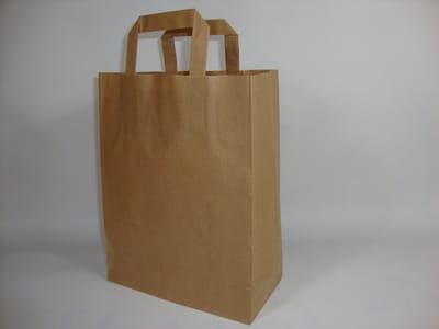 Papieren draagtas - 22 x 10 x 28 cm bruin - 50 stuks