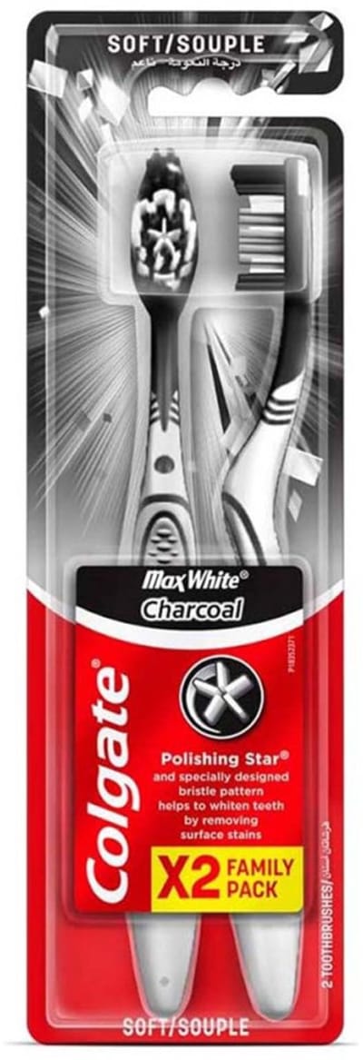 Colgate - Max White Houtskool Zachte Tandenborstel 2 stuks