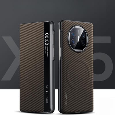 HONOR Magic V3 Telefoonhoesje Flip Cover Smart Venster Koolstofvezel Textuur Honor Anti-val Vs3 Zakelijk Hoesje Honor Magic V3