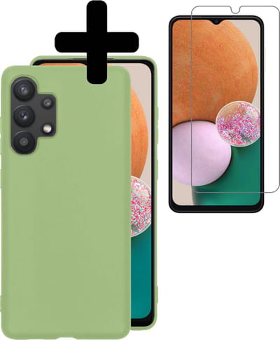Hoesje - Met Screenprotector - Geschikt voor Samsung Galaxy A13 4G - Sterk & Shockproof - Back Cover - Siliconen Case - Telefoon Hoes - Telefoonhoesjes - Groen