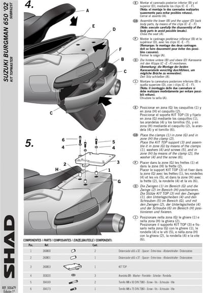 shad top case steun voor suzuki 650 en burgman scooter na 2002 nieuw