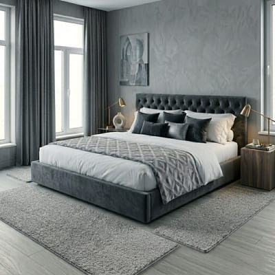 FLOORDIREKT Slaapkamen vloerkleed - Barcelona - Set - Grijs - 1 Loper 67 x 250 cm + 2 Loper 67 x 140 cm