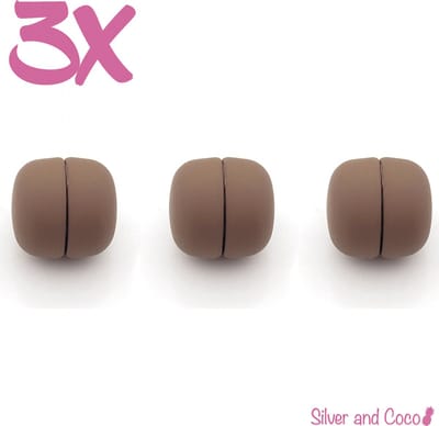 SilverAndCoco® - Hijab Magneten | Magneet voor Hoofddoek - Bruin (3 stuks) + opberg tasje