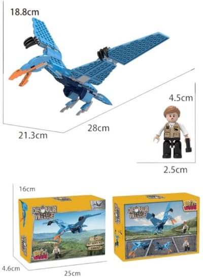 Pterosaur Avontuur – Dino Dorp Bouwset, vliegende dinosaurus, pterosaurus, constructiespeelgoed, avontuur, voor kinderen 5+